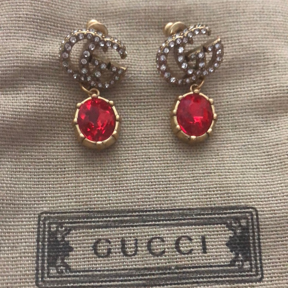 Gucci Double GG Earrings-Red